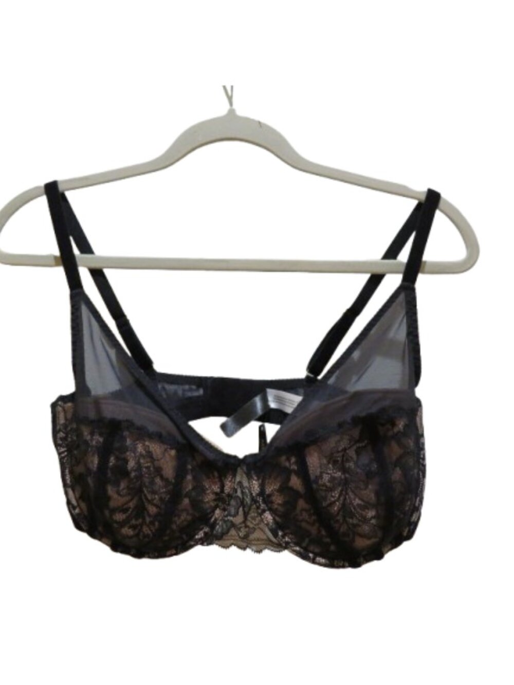 ADORE ME Exquisita Black Lace Mesh Velvet Bra Size 34DDD Pinup Whimsigoth